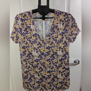Smith & Quinn LSU Tigers Floral V-Neck Top Purple Gold Size L